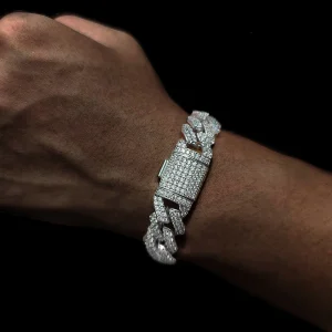 Hip Hop 15mm Micro CZ Iced Out Personality Prong Miami Cuban Link Bracelet Fashion Gift for Man and Woman Unisex